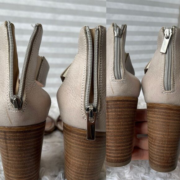 Donna Piu Sandals Strappy, Beige size 39/8.5 US, block heel, zip closure back. - Picture 7 of 7